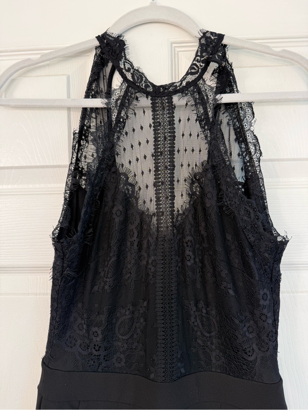 Express Black Lace Trim Halter jumpsuit